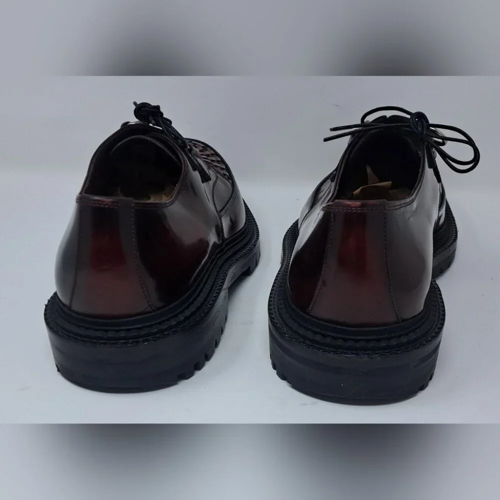 Burberry Mens Shoes Burgundy Leather Woven Lace Up Platform Creepers 11 US 44 EU